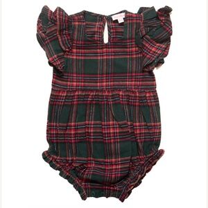 Ivy City BABY HATTIE ROMPER IN EVERGREEN PLAID